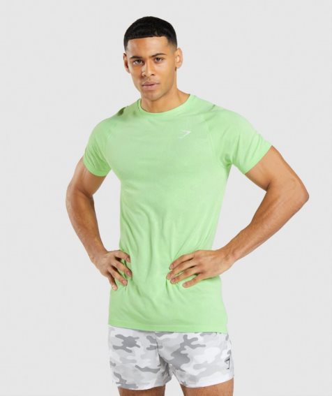 Gymshark Geo Seamless Férfi Póló Világos Zöld | HU-F-154