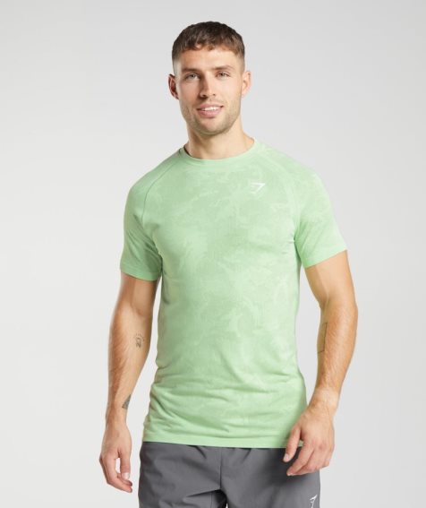 Gymshark Geo Seamless Férfi Póló Világos Zöld | HU-Q-491