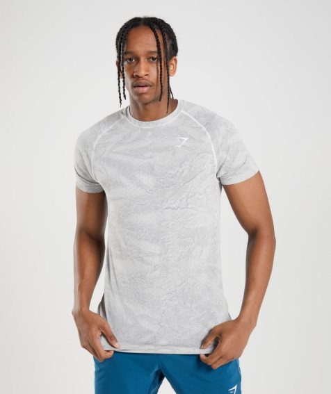 Gymshark Geo Seamless Férfi Póló Világos Szürke | HU-V-304