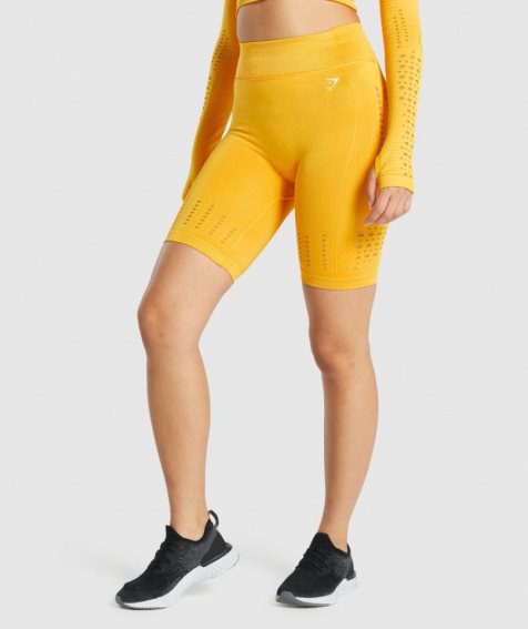 Gymshark Glow Seamless Női Rövidnadrág Sárga | HU-A-943