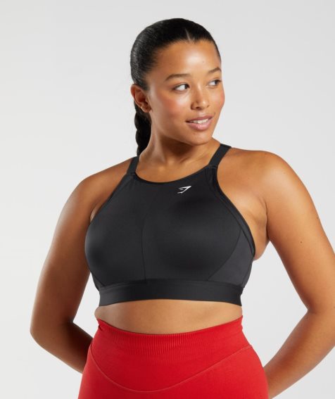 Gymshark High Neck High Support Női Sportmelltartó Fekete | HU-Z-972