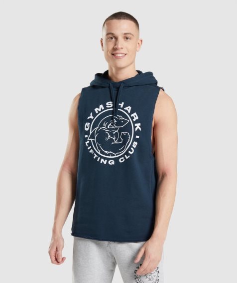 Gymshark Legacy Drop Arm Férfi Kapucnis Pulóver Sötétkék | HU-D-715