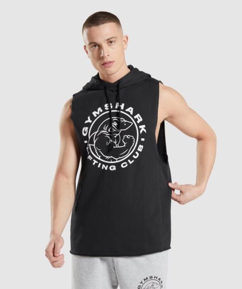 Gymshark Legacy Drop Arm Férfi Kapucnis Pulóver Fekete | HU-I-068