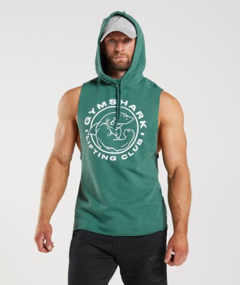Gymshark Legacy Drop Arm Férfi Kapucnis Pulóver Zöld | HU-N-203