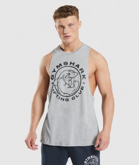 Gymshark Legacy Drop Arm Férfi Ujjatlan Póló Világos Szürke | HU-F-241