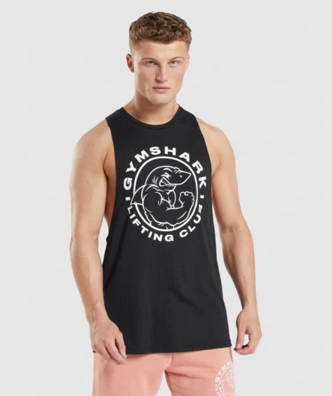 Gymshark Legacy Drop Arm Férfi Ujjatlan Póló Fekete | HU-G-394