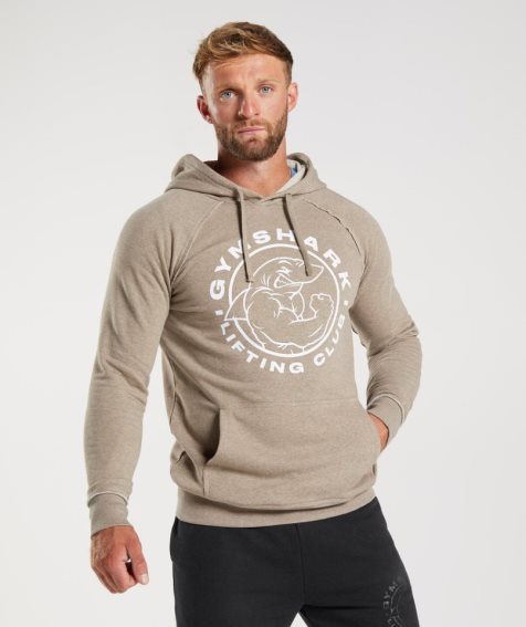 Gymshark Legacy Férfi Kapucnis Pulóver Bézs | HU-E-492