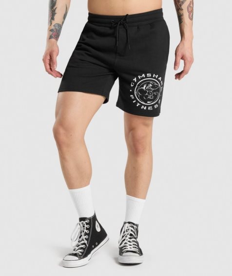 Gymshark Legacy Férfi Rövidnadrág Fekete | HU-E-947