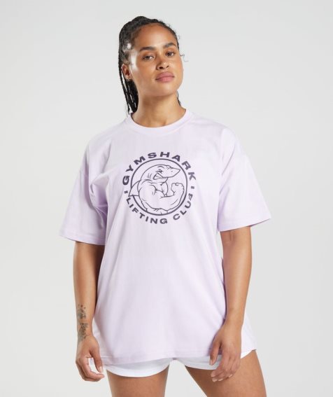 Gymshark Legacy Oversized Női Póló Világos Lila | HU-K-784