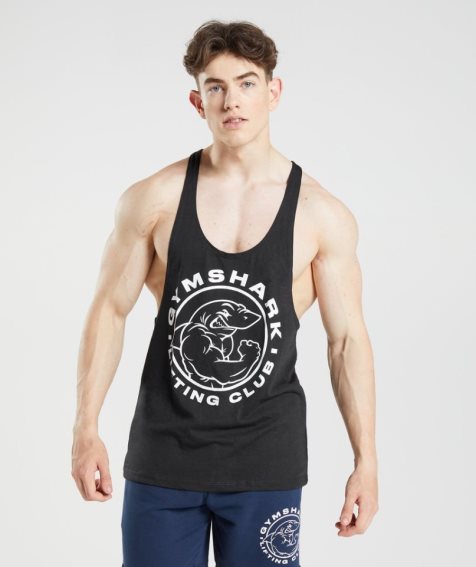 Gymshark Legacy Stringer Férfi Ujjatlan Póló Fekete | HU-J-952