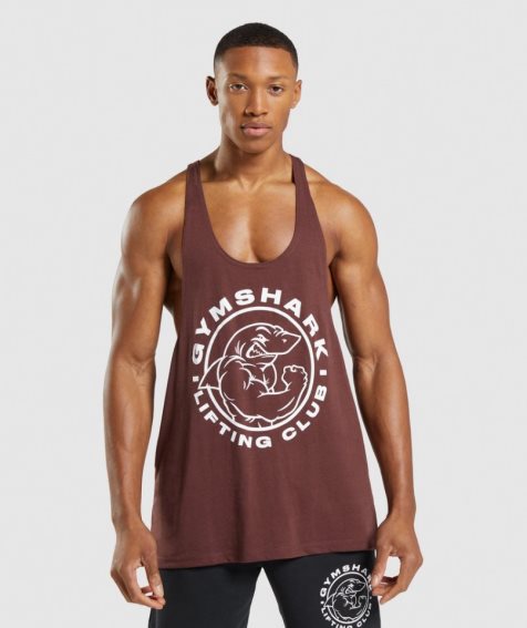 Gymshark Legacy Stringer Férfi Ujjatlan Póló Bordó | HU-L-537
