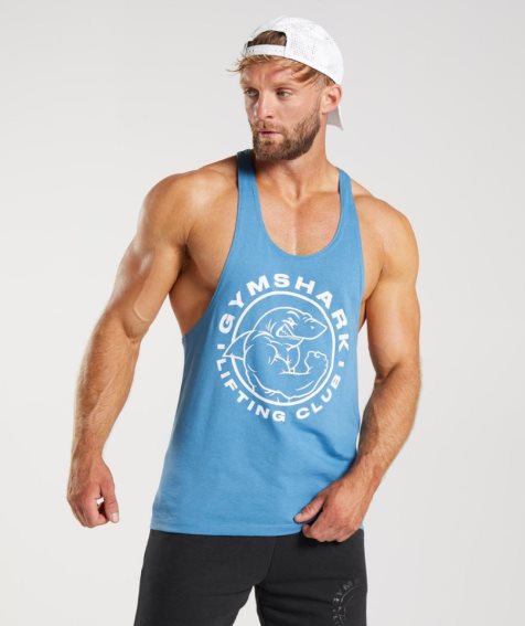 Gymshark Legacy Stringer Férfi Ujjatlan Póló Kék | HU-P-529