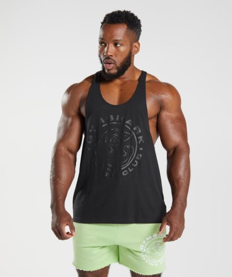 Gymshark Legacy Stringer Férfi Ujjatlan Póló Fekete | HU-S-861