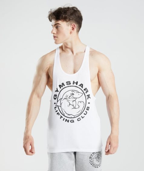 Gymshark Legacy Stringer Férfi Ujjatlan Póló Fehér | HU-S-874