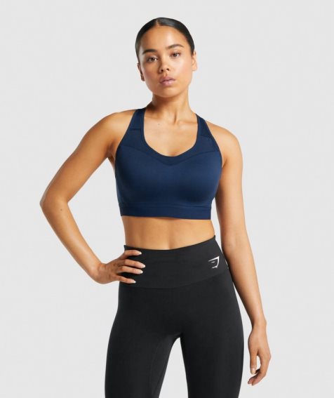 Gymshark Open Back Női Sportmelltartó Sötétkék | HU-W-308