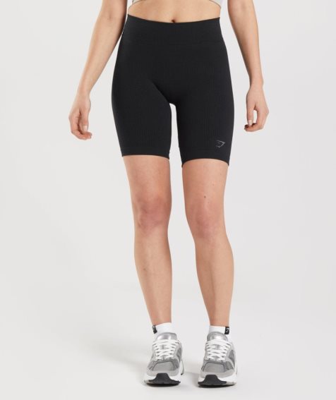 Gymshark Pause Seamless Cycling Női Rövidnadrág Fekete | HU-I-345