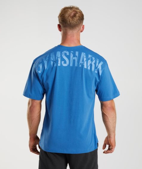 Gymshark Power Férfi Póló Kék | HU-R-459