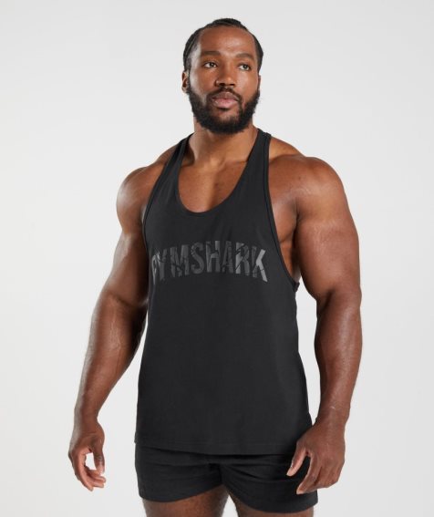 Gymshark Power Stringer Férfi Ujjatlan Póló Fekete | HU-A-732