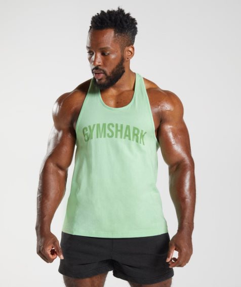 Gymshark Power Stringer Férfi Ujjatlan Póló Menta | HU-J-391