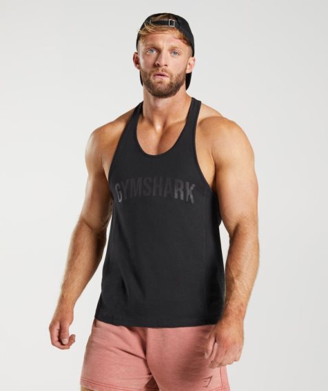 Gymshark Power Stringer Férfi Ujjatlan Póló Fekete | HU-U-402