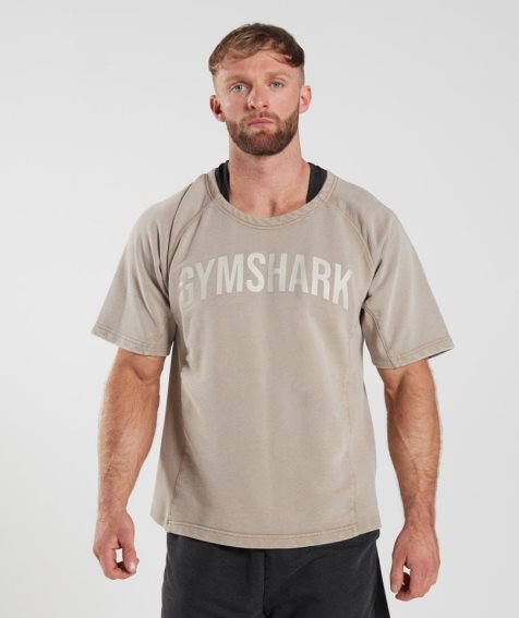 Gymshark Power Washed Rag Top Férfi Póló Bézs | HU-I-823