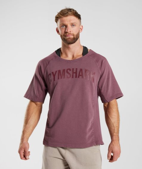 Gymshark Power Washed Rag Top Férfi Póló Rózsaszín | HU-V-730