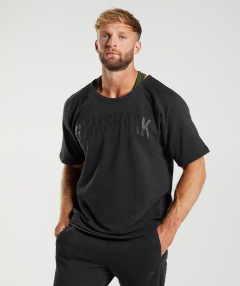 Gymshark Power Washed Rag Top Férfi Póló Fekete | HU-Z-953