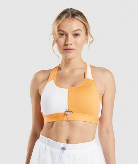 Gymshark Pulse Női Sportmelltartó Narancssárga Fehér | HU-S-862