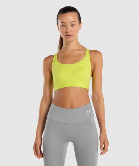 Gymshark Racer Back Női Sportmelltartó Sárga | HU-G-293