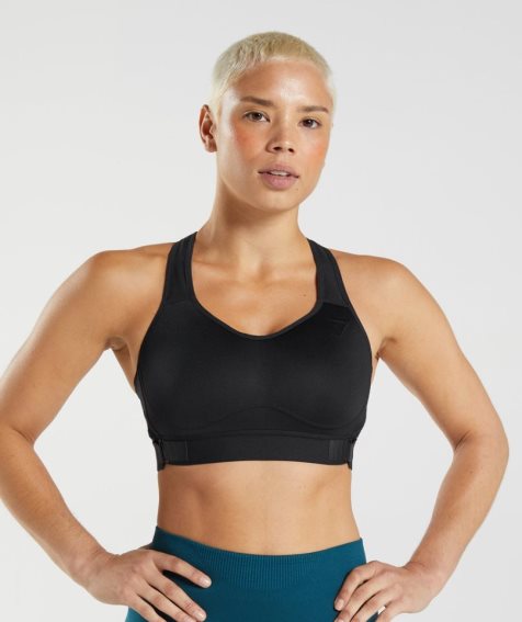 Gymshark Racerback High Support Női Sportmelltartó Fekete | HU-S-203