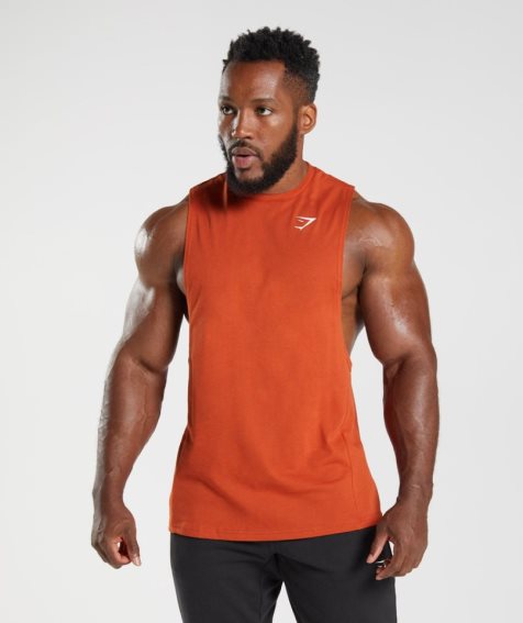 Gymshark React Drop Arm Férfi Ujjatlan Póló Narancssárga | HU-G-709