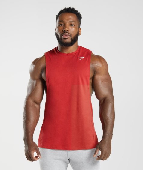 Gymshark React Drop Arm Férfi Ujjatlan Póló Piros | HU-H-509