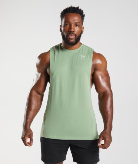 Gymshark React Drop Arm Férfi Ujjatlan Póló Menta | HU-O-731