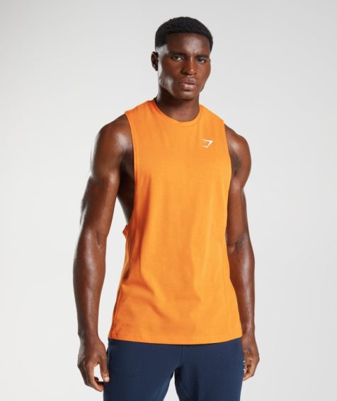 Gymshark React Drop Arm Férfi Ujjatlan Póló Narancssárga | HU-V-502