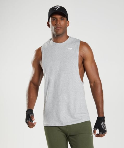Gymshark React Drop Arm Férfi Ujjatlan Póló Világos Szürke | HU-W-249