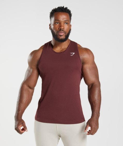 Gymshark React Férfi Ujjatlan Póló Bordó | HU-O-582