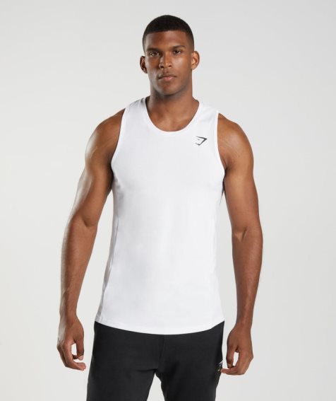 Gymshark React Férfi Ujjatlan Póló Fehér | HU-S-126