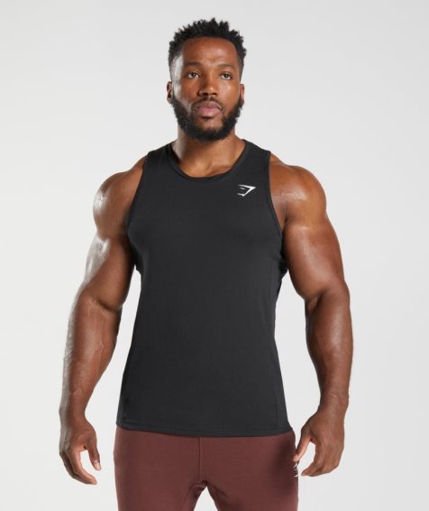 Gymshark React Férfi Ujjatlan Póló Fekete | HU-A-201
