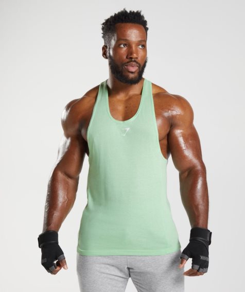 Gymshark React Stringer Férfi Ujjatlan Póló Menta | HU-E-943