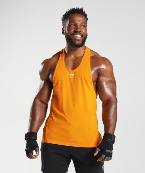Gymshark React Stringer Férfi Ujjatlan Póló Narancssárga | HU-J-871