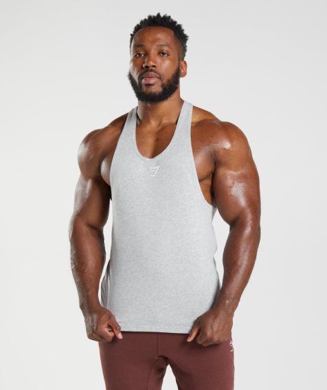 Gymshark React Stringer Férfi Ujjatlan Póló Világos Szürke | HU-M-473