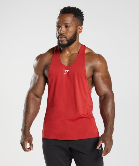 Gymshark React Stringer Férfi Ujjatlan Póló Piros | HU-P-217