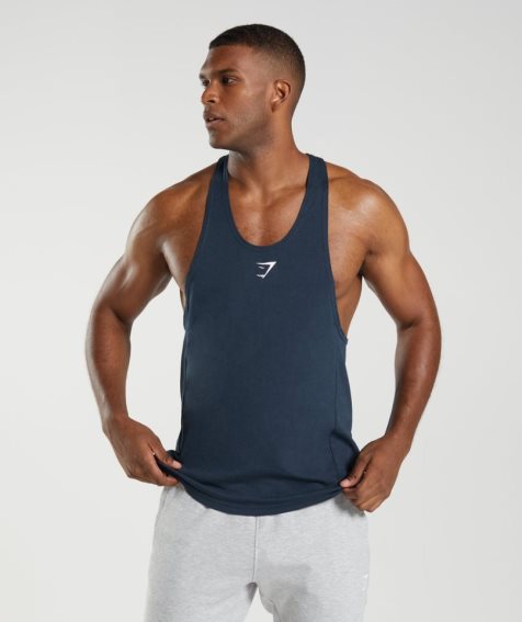 Gymshark React Stringer Férfi Ujjatlan Póló Sötétkék | HU-Z-138