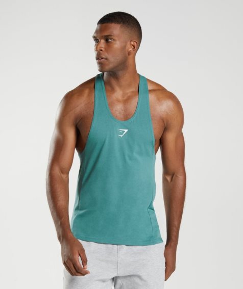Gymshark React Stringer Férfi Ujjatlan Póló Türkiz | HU-Z-205