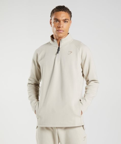 Gymshark Rest Day 1/4 Zip Férfi Pulóverek Krém | HU-S-496