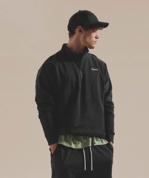 Gymshark Rest Day Sweats 1/4 Zip Férfi Pulóverek Fekete | HU-N-216