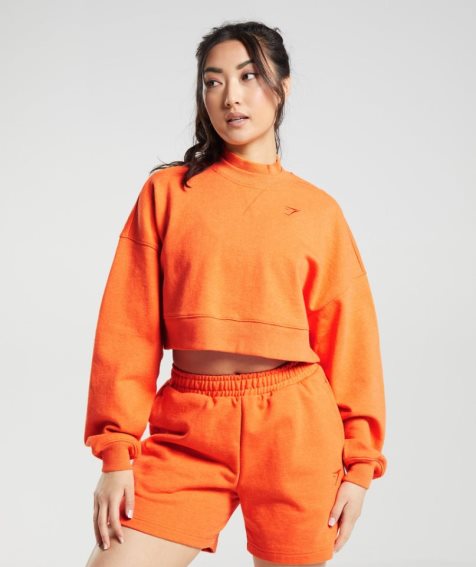 Gymshark Rest Day Sweats Cropped Női Pulóverek Narancssárga | HU-Q-485