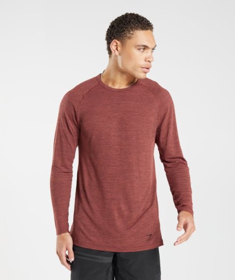 Gymshark Retake Seamless Long Sleeve Férfi Póló Barna | HU-K-985