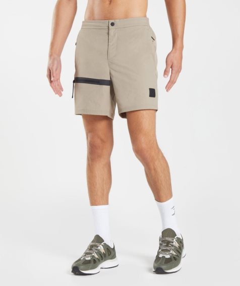 Gymshark Retake Woven 7" Férfi Rövidnadrág Khaki | HU-N-810
