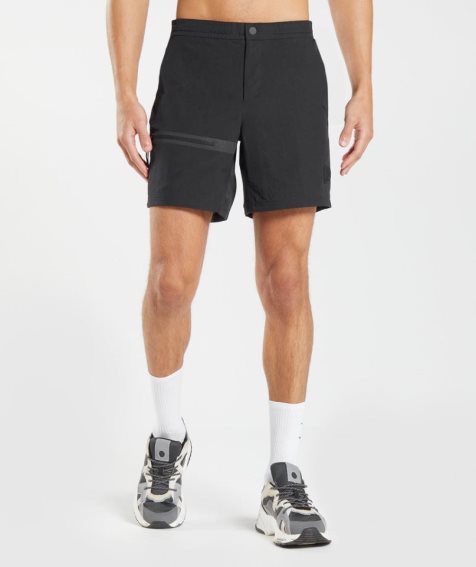 Gymshark Retake Woven 7" Férfi Rövidnadrág Fekete | HU-R-429